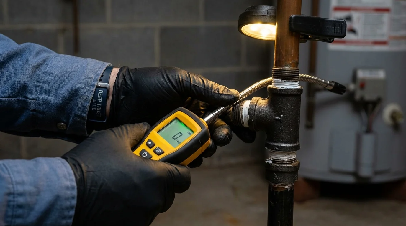Gas leak detection with electronic sniffer by Johns Plumbing LLC in Randleman